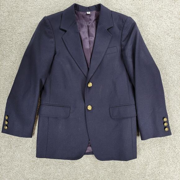 Talbots Blazer Girls 10 Blue Sport Coat Gold Crest Buttons 100% Wool Jacket - Picture 1 of 13